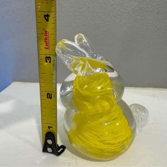 Handblown one of a kind glass bunny rabbit with yellow glass design inside. - Picture 11 of 12
